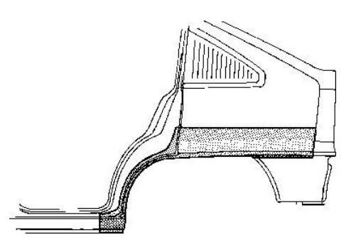 spatbordrand, 5 drs, links Opel Kadett E, 1984-1991