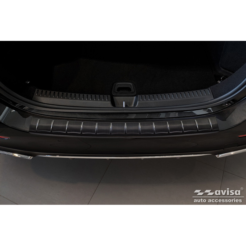 Black Stainless Steel Rear bumper protector  Mercedes E-Class W214 Sedan 2023- 'Ribs'