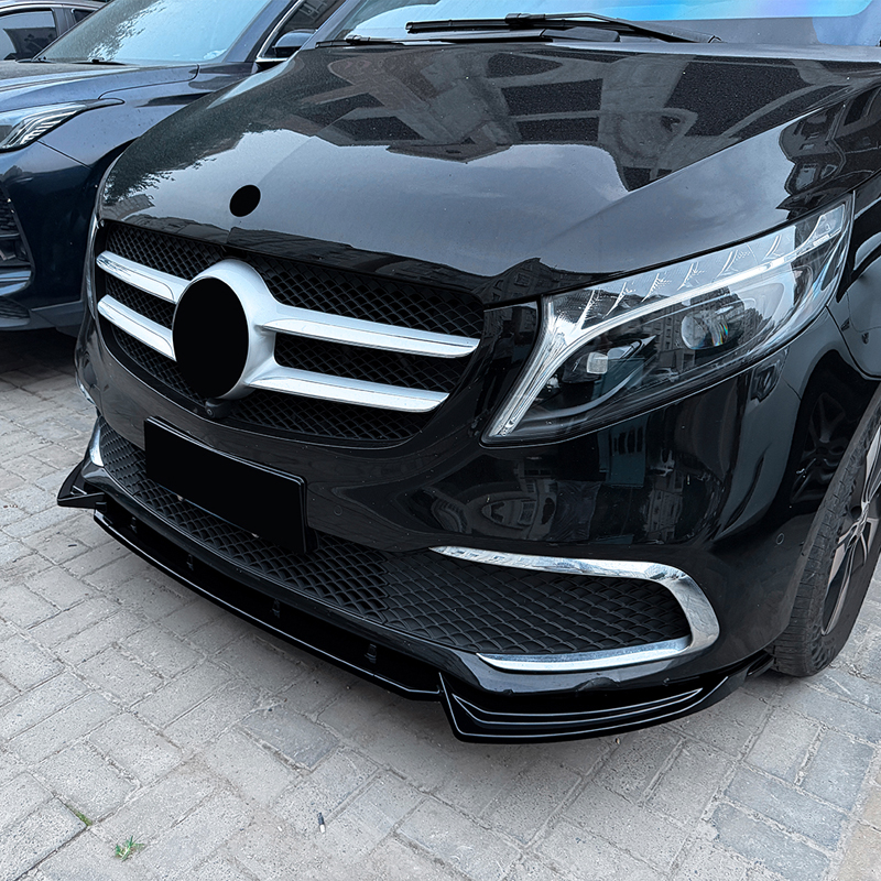 Front spoiler lip  Mercedes V-Class (W447) SE 2019-2023 (Glossy Black ABS)