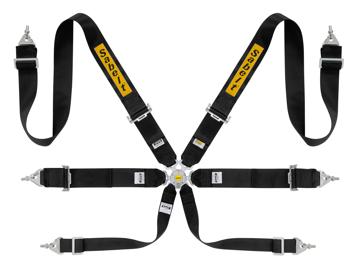 Sabelt Gordel 6 Punts Saloon Steel Zwart 3 Inch FIA