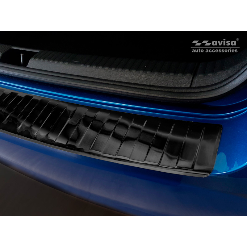 Black Stainless Steel Rear bumper protector  Skoda Fabia III HB 5-doors Facelift 2018-2021 'Ribs'