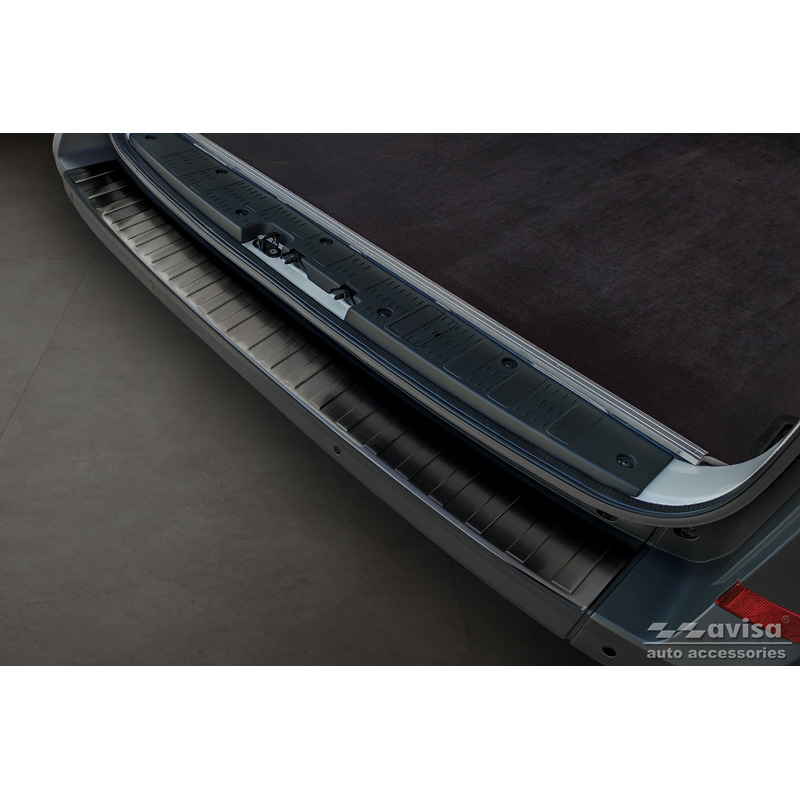 Black Stainless Steel Rear bumper protector  Volkswagen Crafter & MAN TGE 2017- 'Ribs' ('XL'-version)
