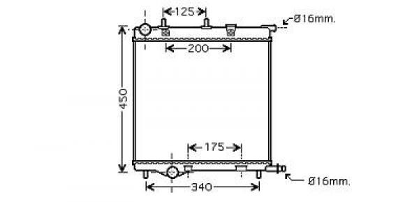 Radiator PEUGEOT 207 06->> 380x390x27 1.6 +AC/1.4 +/-AC