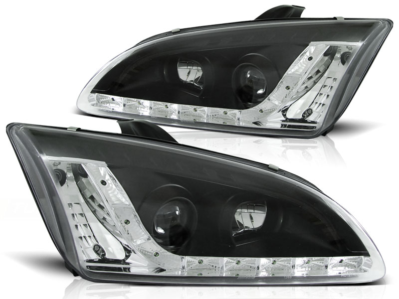 Koplampen Ford Focus 05-.. Devil Eyes DRL look zwart