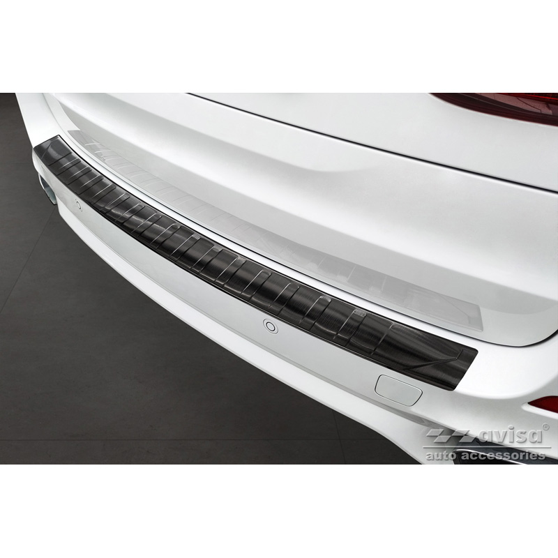 Black Stainless Steel Rear bumper protector  BMW X5 F15 2013-2018 with M-Pakage 'Ribs'