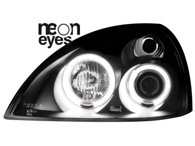Koplampen Renault Clio 3 01-05 Angel eyes CCFL Zwart