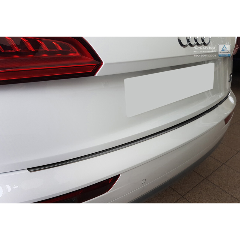 Black Stainless Steel Rear bumper protector  Audi Q5 2017-2020 & FL 2020- 'Ribs'