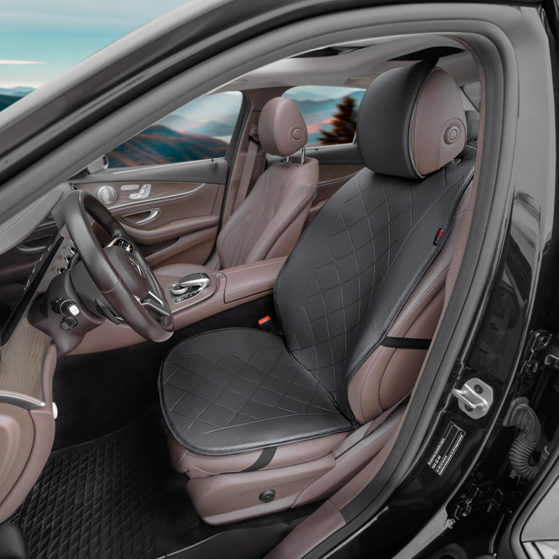 Universal Protective Seat Cover/Cushion 'Front' Black Leather - single piece