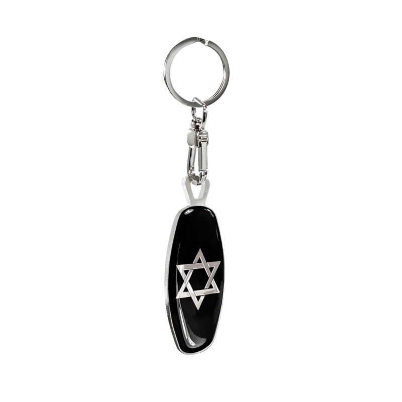 RVS sleutelhanger - Emblem/ Flag PL+Star of David