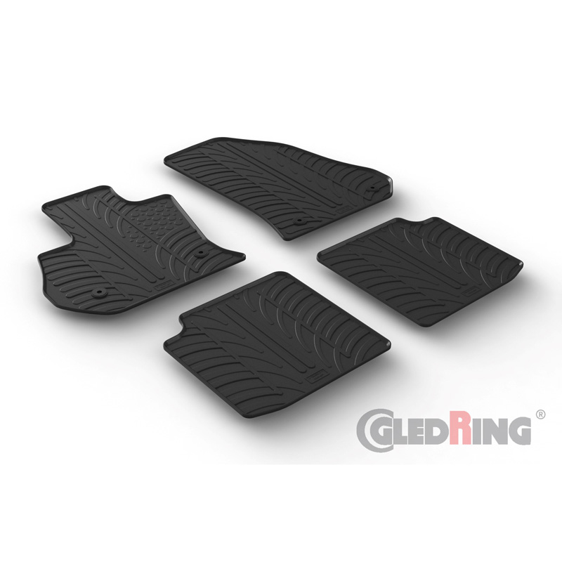 Rubber car mats set  Fiat 500L 7/2017- (T profile 4-pieces + mounting clips)