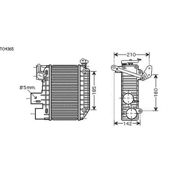 Intercooler AVENSIS T22. 00-03 125x260 TYPE: 2.0-D4D +/-AC