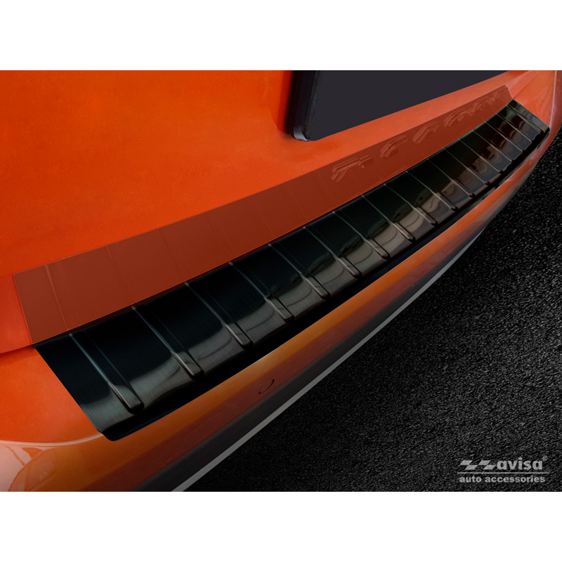 Black Stainless Steel Rear bumper protector  Volkswagen T-Cross 2019-2024 & FL 2024- 'Ribs'