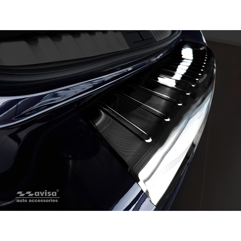 Black Stainless Steel Rear bumper protector  Peugeot 508 II SW 2019- 'Ribs'