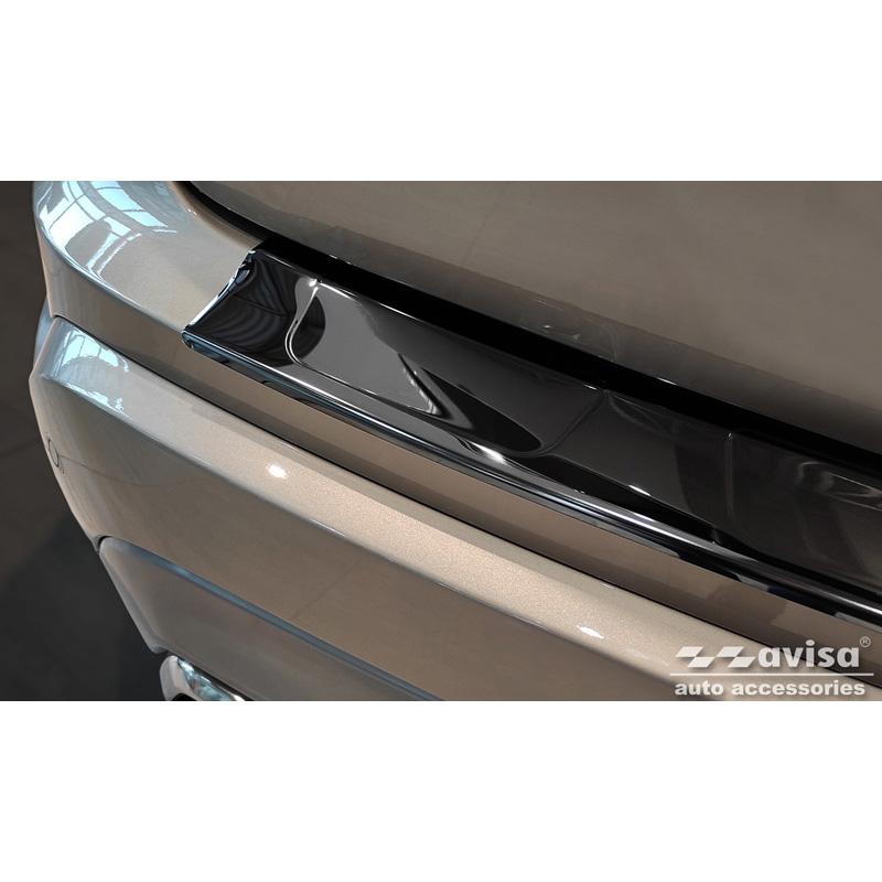 Black Mirror Stainless Steel Rear bumper protector  Ford Edge II FL 2018- 'Ribs'