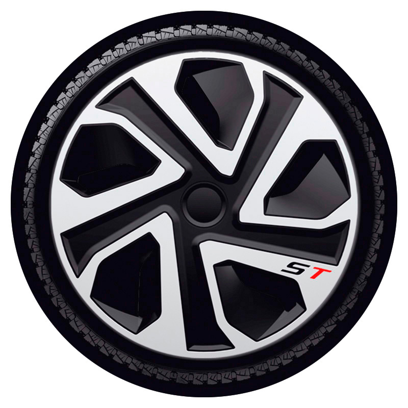 4-Delige J-Tec Wieldoppenset ST 19-inch zilver/zwart