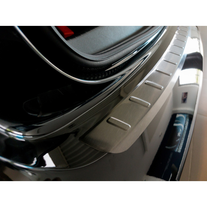 Black Stainless Steel Rear bumper protector  Peugeot 208 II HB 5-doors 2019-2023 & FL 2023- 'Ribs'