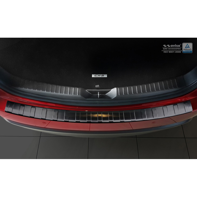 Zwart RVS Achterbumperprotector  Mazda CX5 II 2017- incl. Facelift 'Ribs'