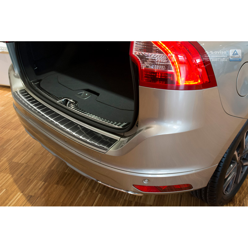 Black Stainless Steel Rear bumper protector  Volvo XC60 2013-2016 'Ribs'