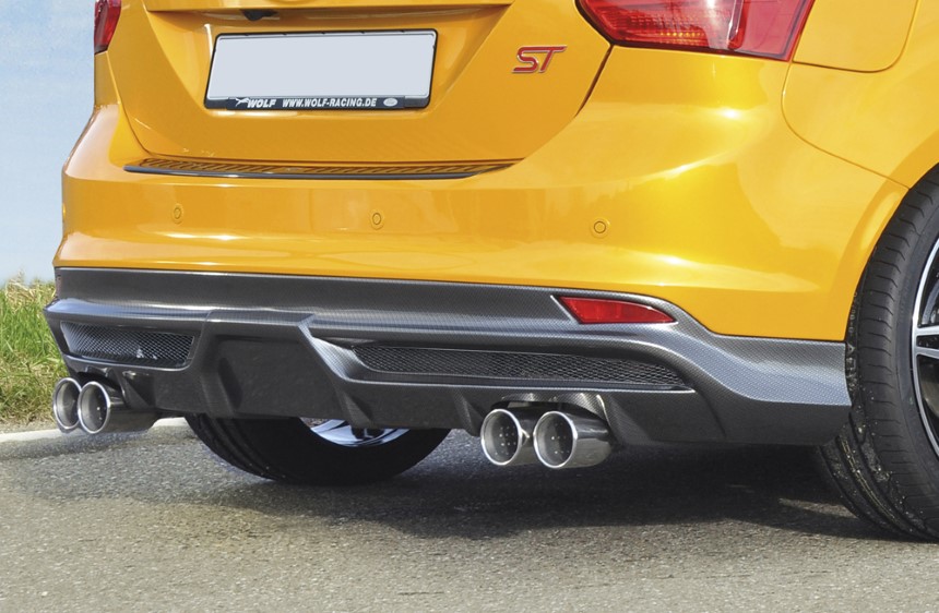 Diffuser Ford Focus 3 ST dubbele uitlaatpijp/gaasinzet links + rechts Rieger carbon-look