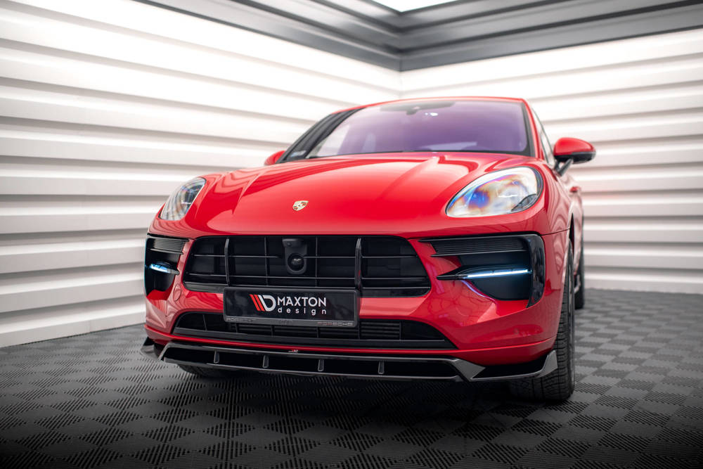 Voorspoiler V.2 Porsche Macan MK1 FL Maxton Glans Zwart