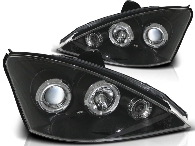 Koplampen Ford Focus 98-01 Angel Eyes Zwart