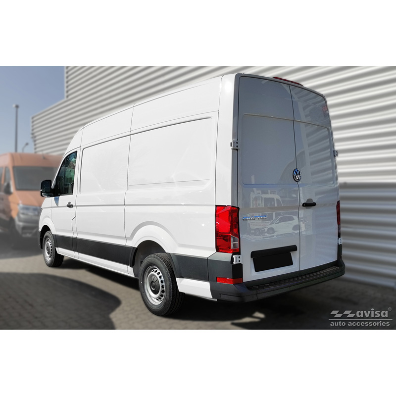 Matt Black Aluminum Rear bumper protector  Volkswagen Crafter & MAN TGE 2017- 'Riffled Plate'