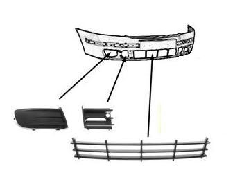 voorbumper grille, naast mistlamp, rechts Skoda Octavia, 2004-20