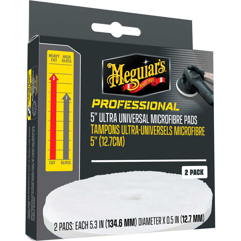 Meguiar's Professional Ultra Universal Microfiber Pads - 5,3'' diameter x 0,5'' (134,6mm x 12,7mm) - wit - set van 2