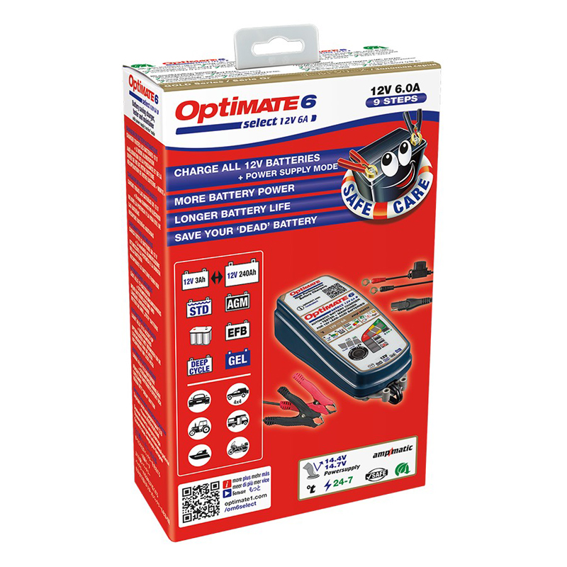 OptiMate 6 Select 12V/6.0A 9-stufiges Batterierettungs, -lade-, -test-, -wartungsgerät