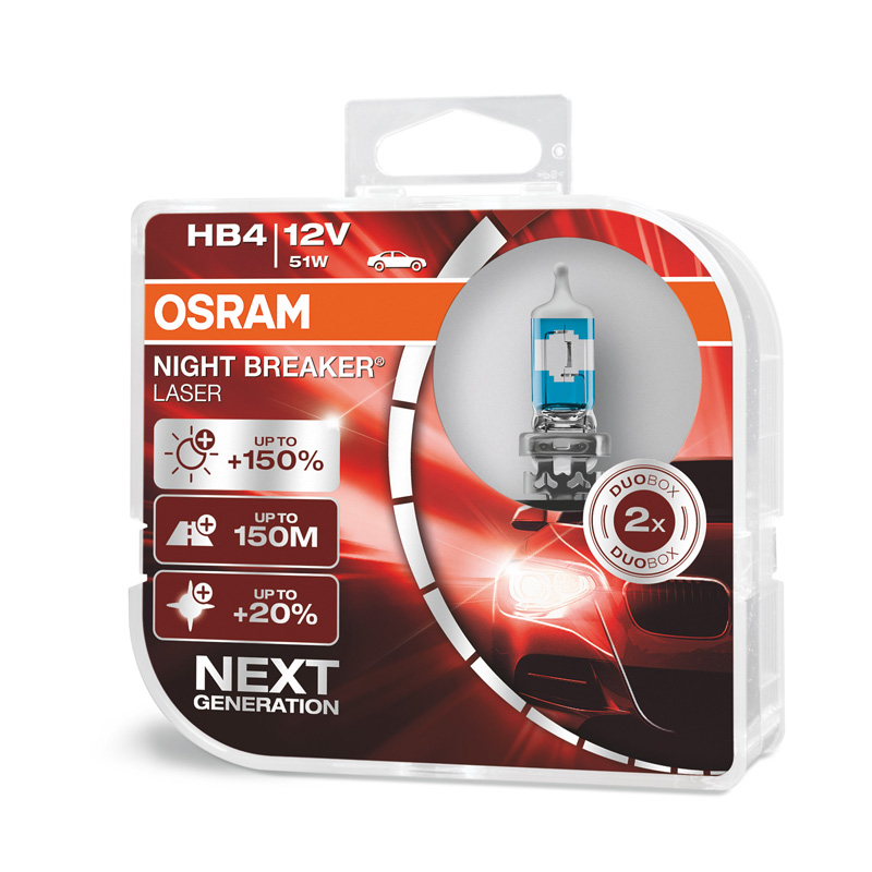 Osram Night Breaker Laser Halogen Birnen - HB4 (9006) - 12V/51W - Satz à 2 Stück