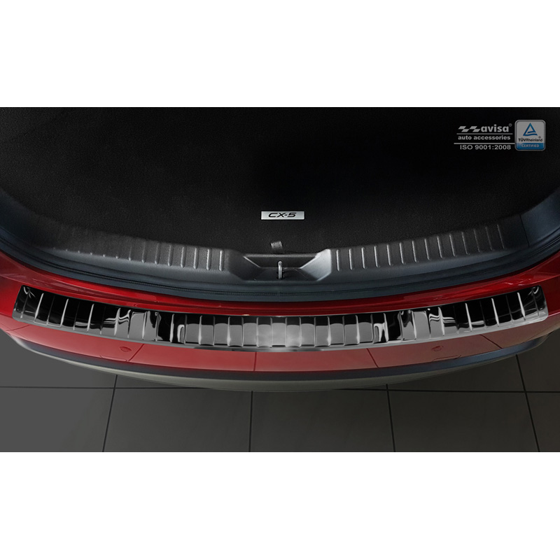 Zwart-Chroom RVS Achterbumperprotector  Mazda CX-5 II 2017- incl. Facelift 'Ribs'