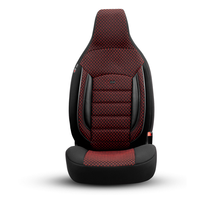 Universele Stoffen 'CityBug' Stoelhoezenset 'Sport Plus' Zwart/Rood - 9-delig - geschikt voor Side-Airbags