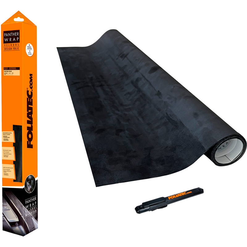 Foliatec Cockpit Design Film Panther Wrap (Alcantara-Look) - Black - 75x140cm