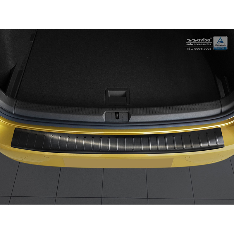 Black Stainless Steel Rear bumper protector  Volkswagen Golf VII HB 3/5-doors 2012-2017 & FL 2017-2019 'Ribs'