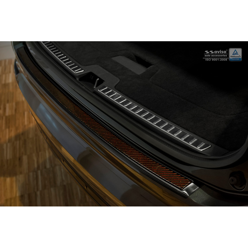 Stainless Steel Rear bumper protector 'Deluxe'  Volvo XC90 2015-2019 & all Facelift models Black/Red-Black Carbon