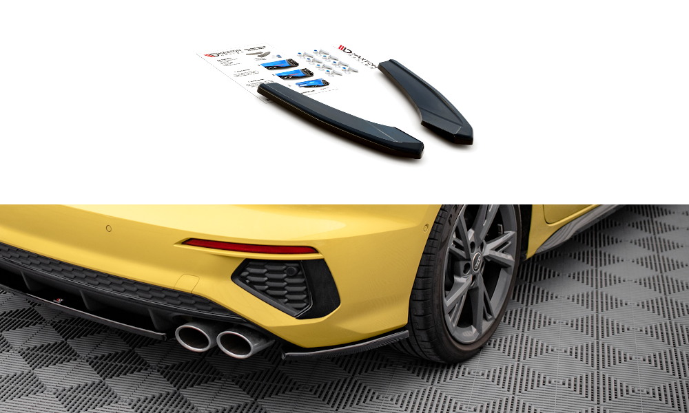 Zijdiffusers met Canards Audi S3 8Y Limousine Glans Zwart