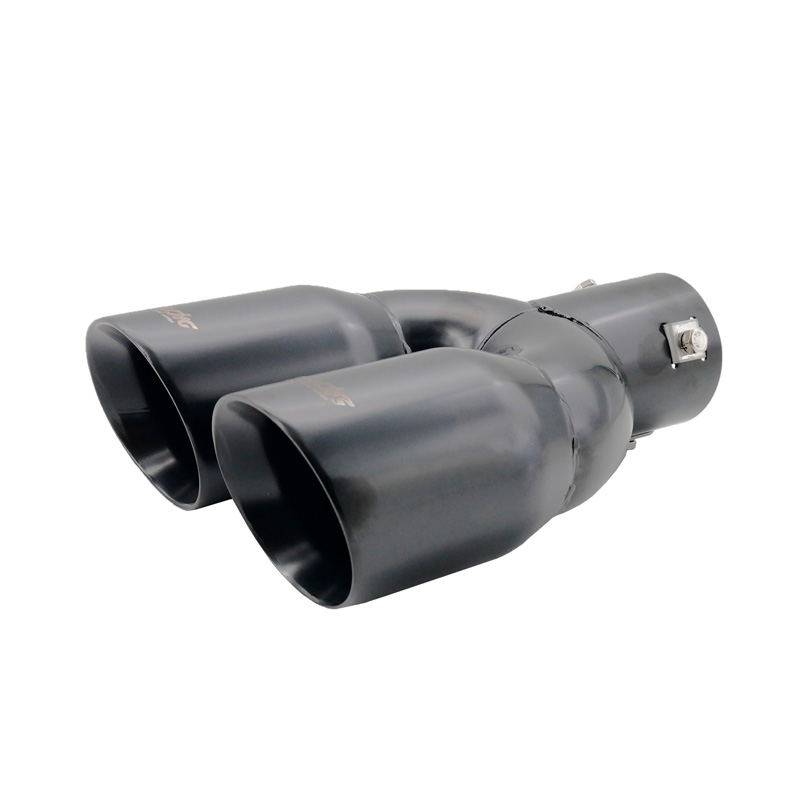 Simoni Racing Uitlaatsierstuk Dubbel Rond/Schuin RVS Zwart - Ø2x76xL240mm - Montage 34-60mm