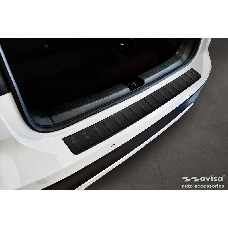 Matt Black Stainless Steel Rear bumper protector  Volkswagen T-Cross 2019-2024 & FL 2024- 'Ribs'