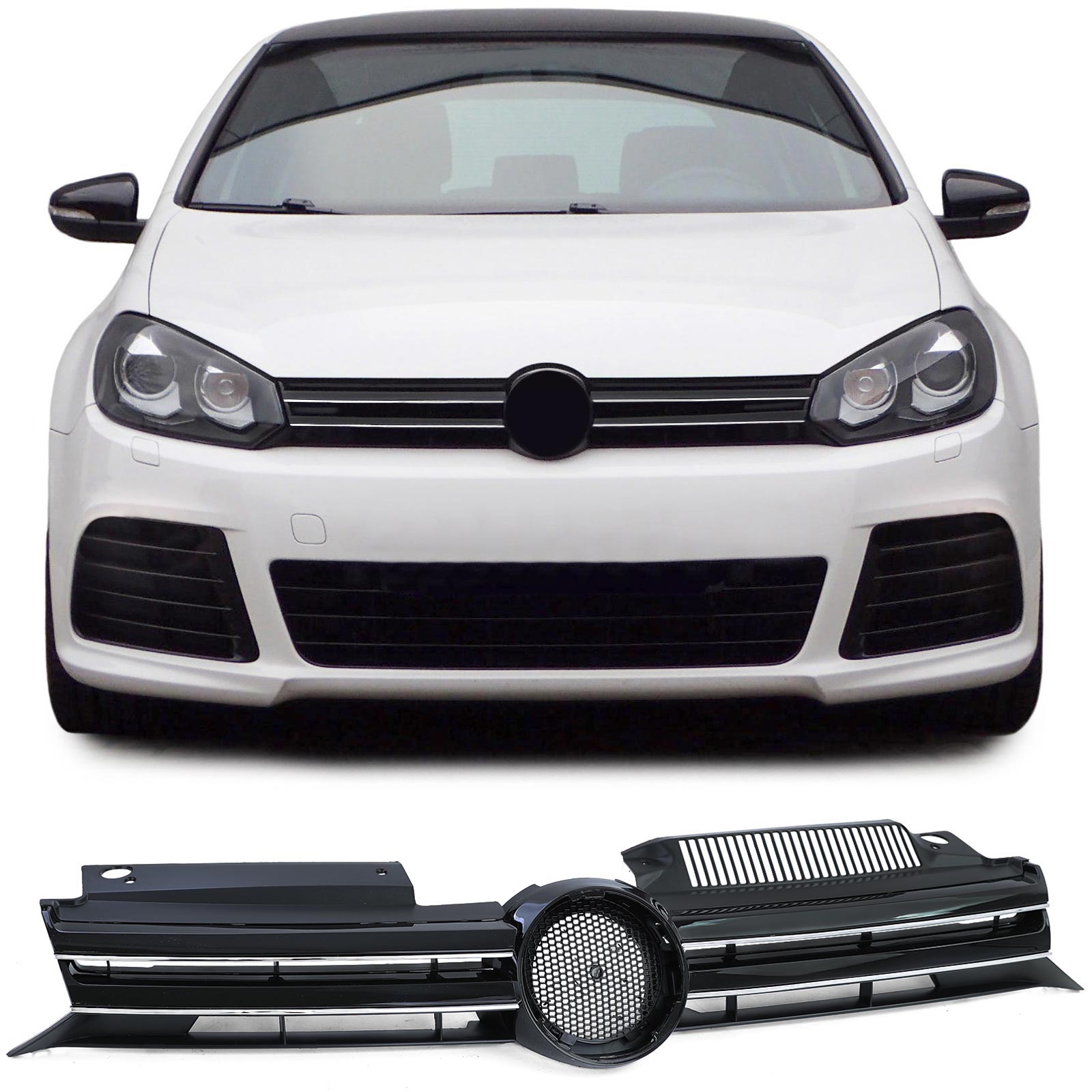 Grill VW Golf VI Glans Zwart / Chroom