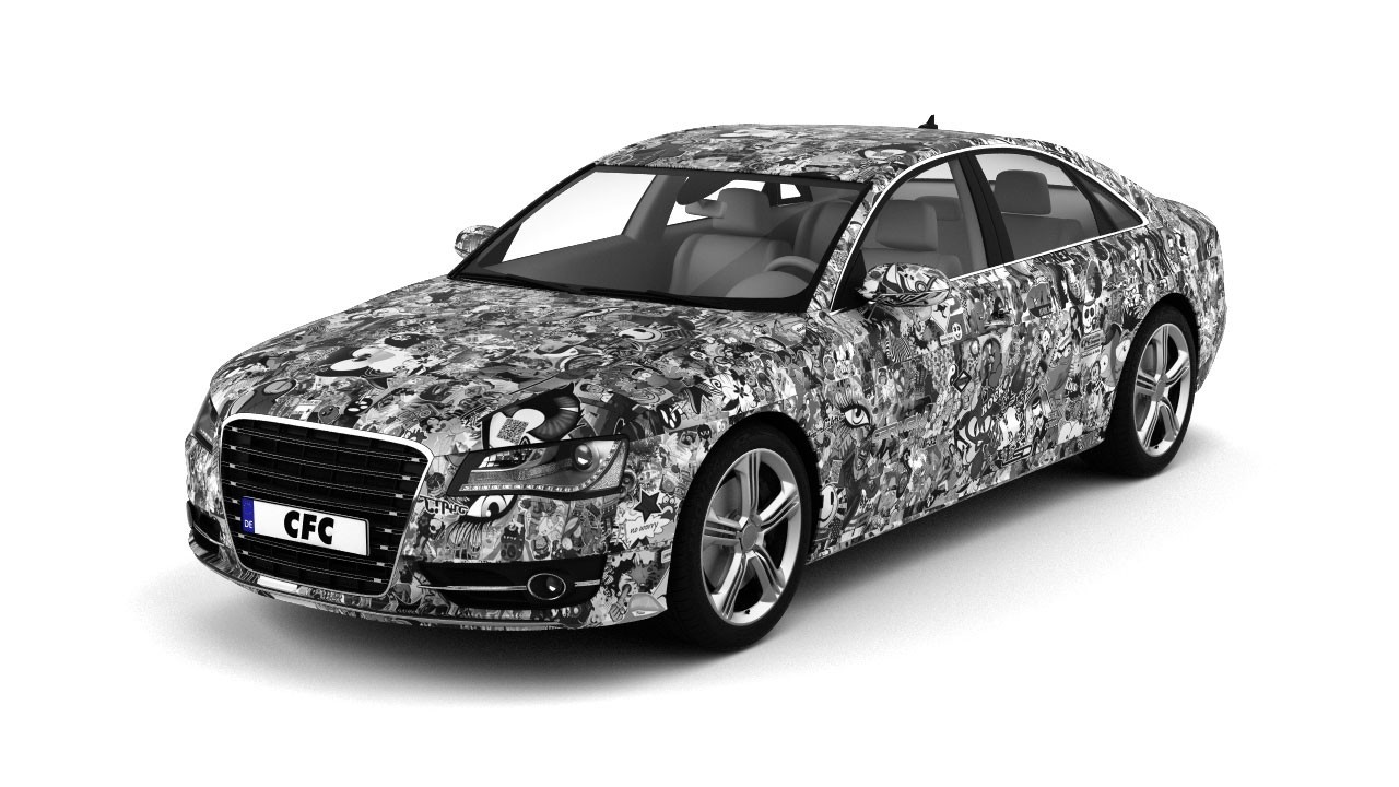 Car Wrap Folie CFC Stickerbom Black/white matt 150x100cm