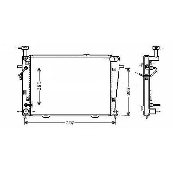 Radiator TUCSON/SPORTAGE 04->> 640x462 2.0I-16V 105kw +/-AC
