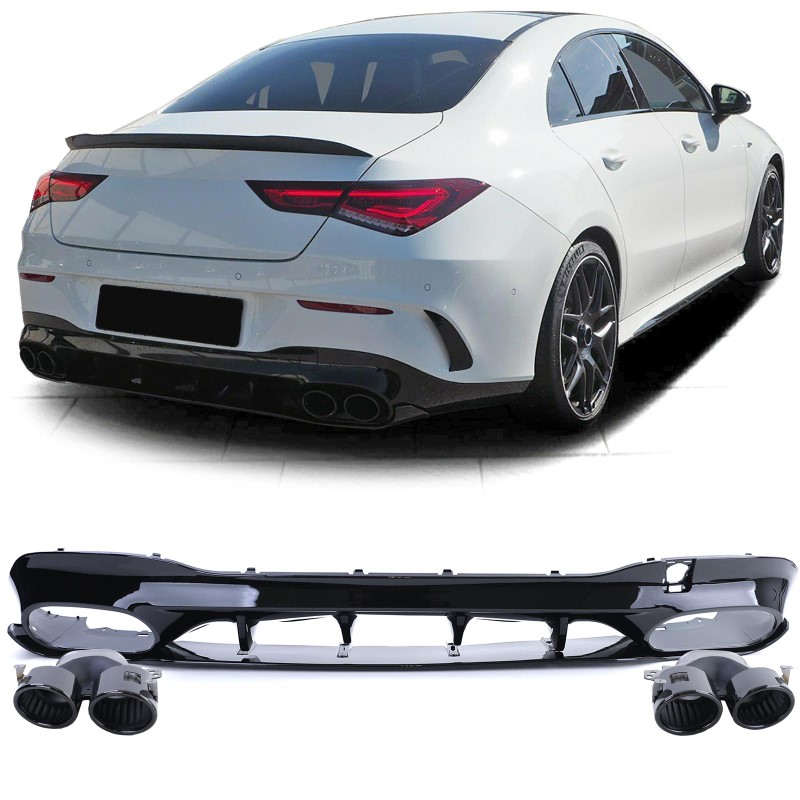 Diffuser Mercedes CLA C118 glans zwart met Sierstukken zwart