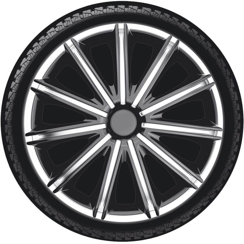 4-Delige Wieldoppenset Nero 13-inch zilver/zwart