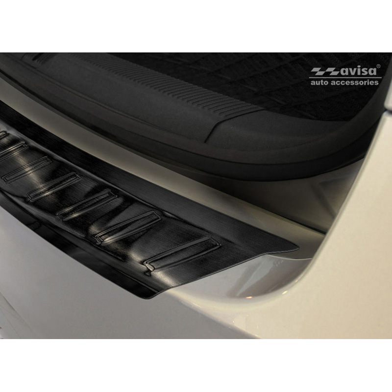 Black Stainless Steel Rear bumper protector  Skoda Octavia II Combi 2004-2013 (excl. Scout) 'Ribs'