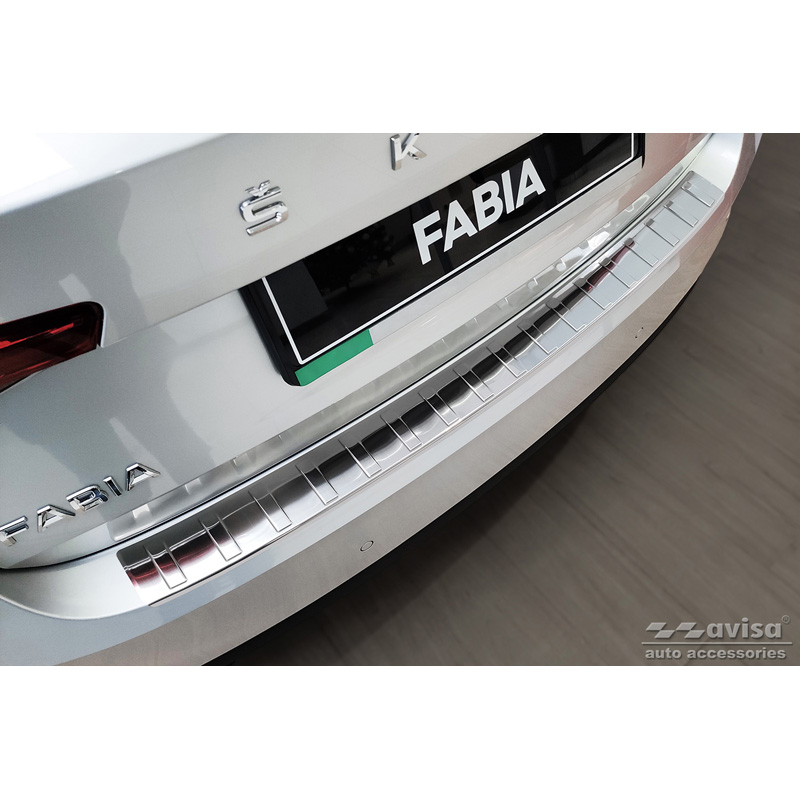 Stainless Steel Rear bumper protector  Skoda Fabia IV Hatchback 2021- 'Ribs'