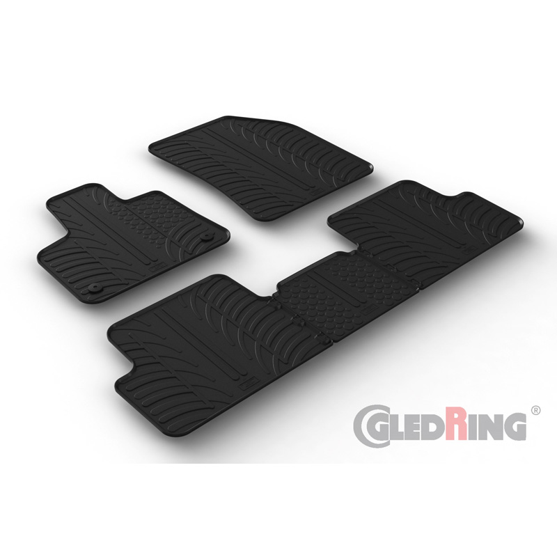 Rubber car mats set  Citroën DS7 Crossback 2018- (T profile 5-pieces + mounting clips)