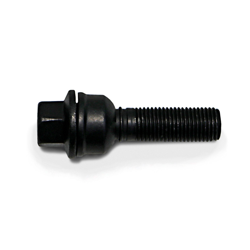 H&R Wheel bolt Round-Head with movable cone R14 M14x1.50 - Length 32mm - Black (e.g.  Audi Q3, Q5)