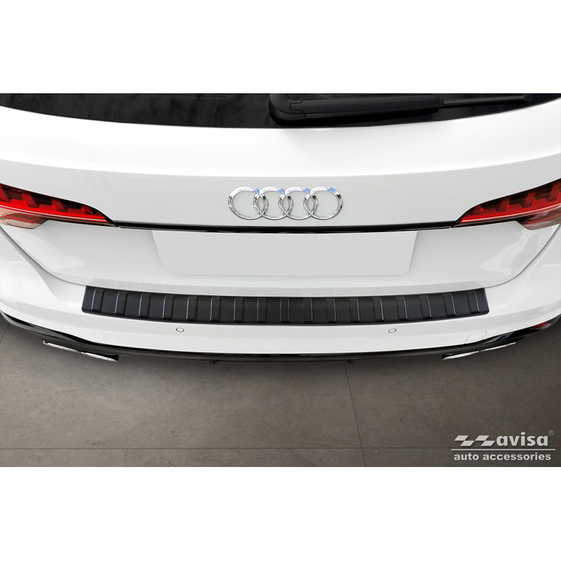 Matt Black Stainless Steel Rear bumper protector  Audi A4 Avant S-Line 2015-2019 & Facelift 2019- 'Ribs'