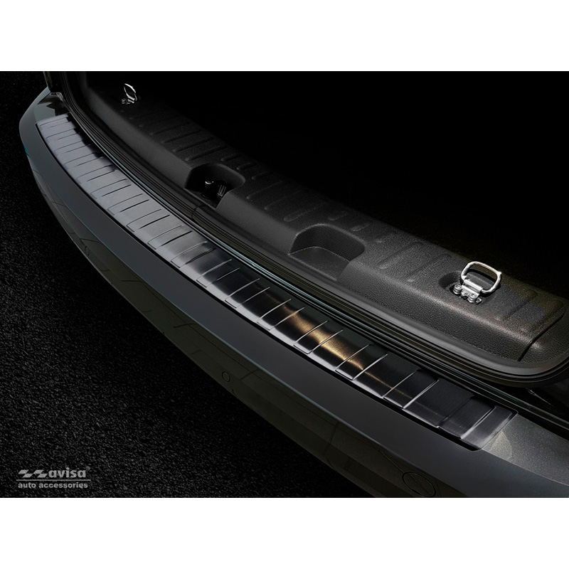 Black Stainless Steel Rear bumper protector  Volkswagen Caddy 2004-2015 & FL 2015- 'Ribs'