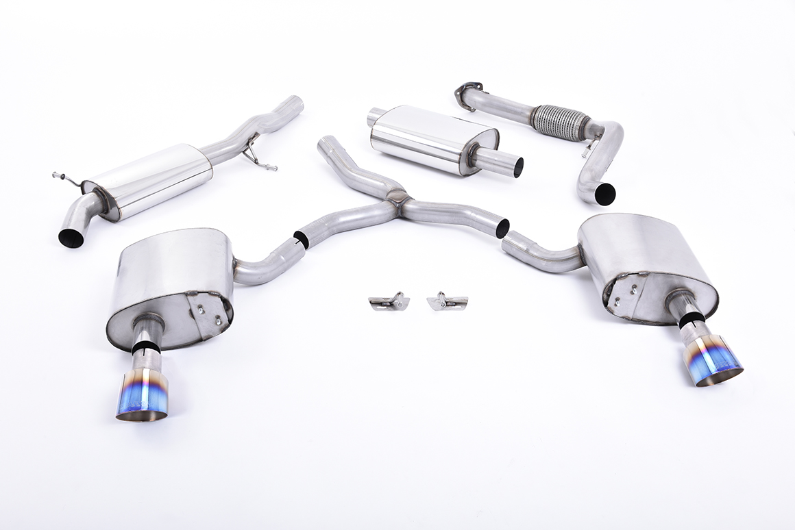Milltek Cat-back GT-100 Burnt Titanium Trims Audi 2.0 TFSI B9 Quatro Saloon & Avant